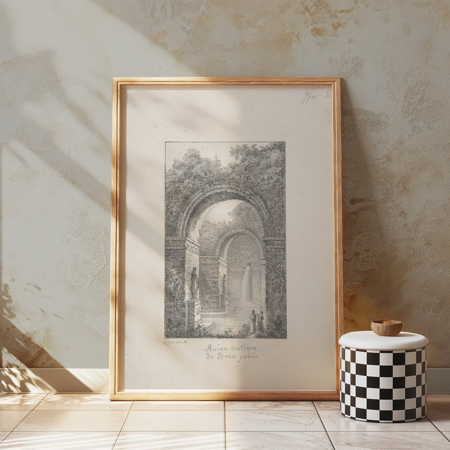 Premium Poster of Scenic Ancient Ruins with Waterfall Posters