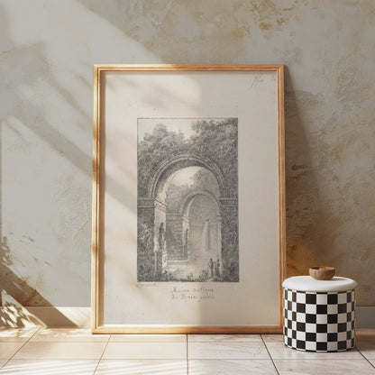 Premium Poster of Scenic Ancient Ruins with Waterfall Posters