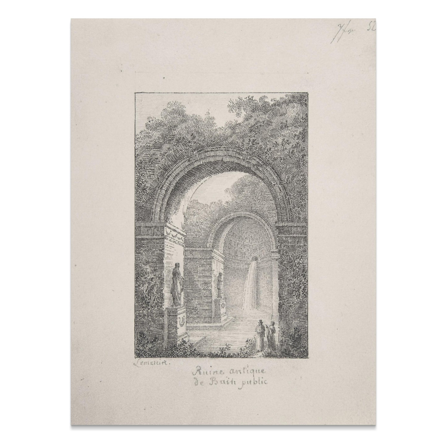 Premium Poster of Scenic Ancient Ruins with Waterfall Posters