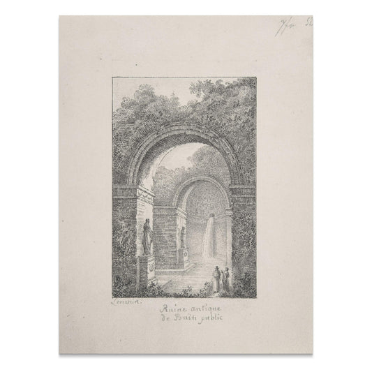 Premium Poster of Scenic Ancient Ruins with Waterfall Posters