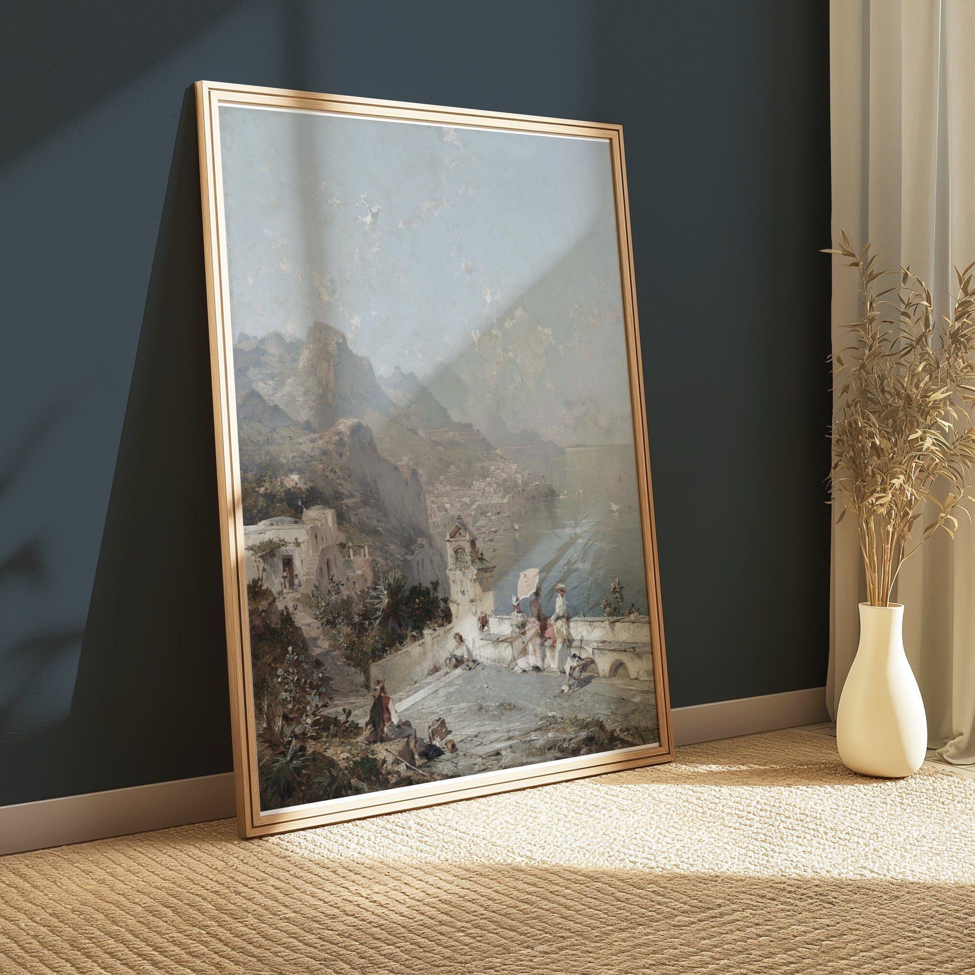 Premium Poster of Scenic Coastal View with Mountains Art Print Posters