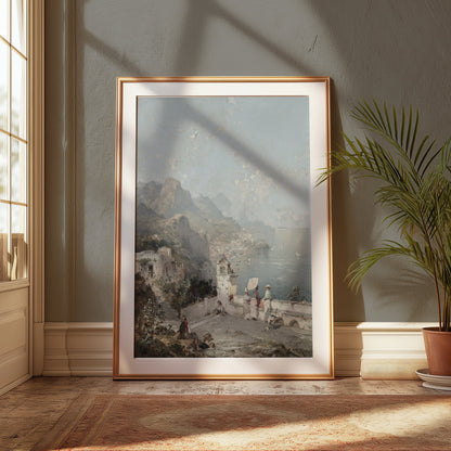 Premium Poster of Scenic Coastal View with Mountains Art Print Posters