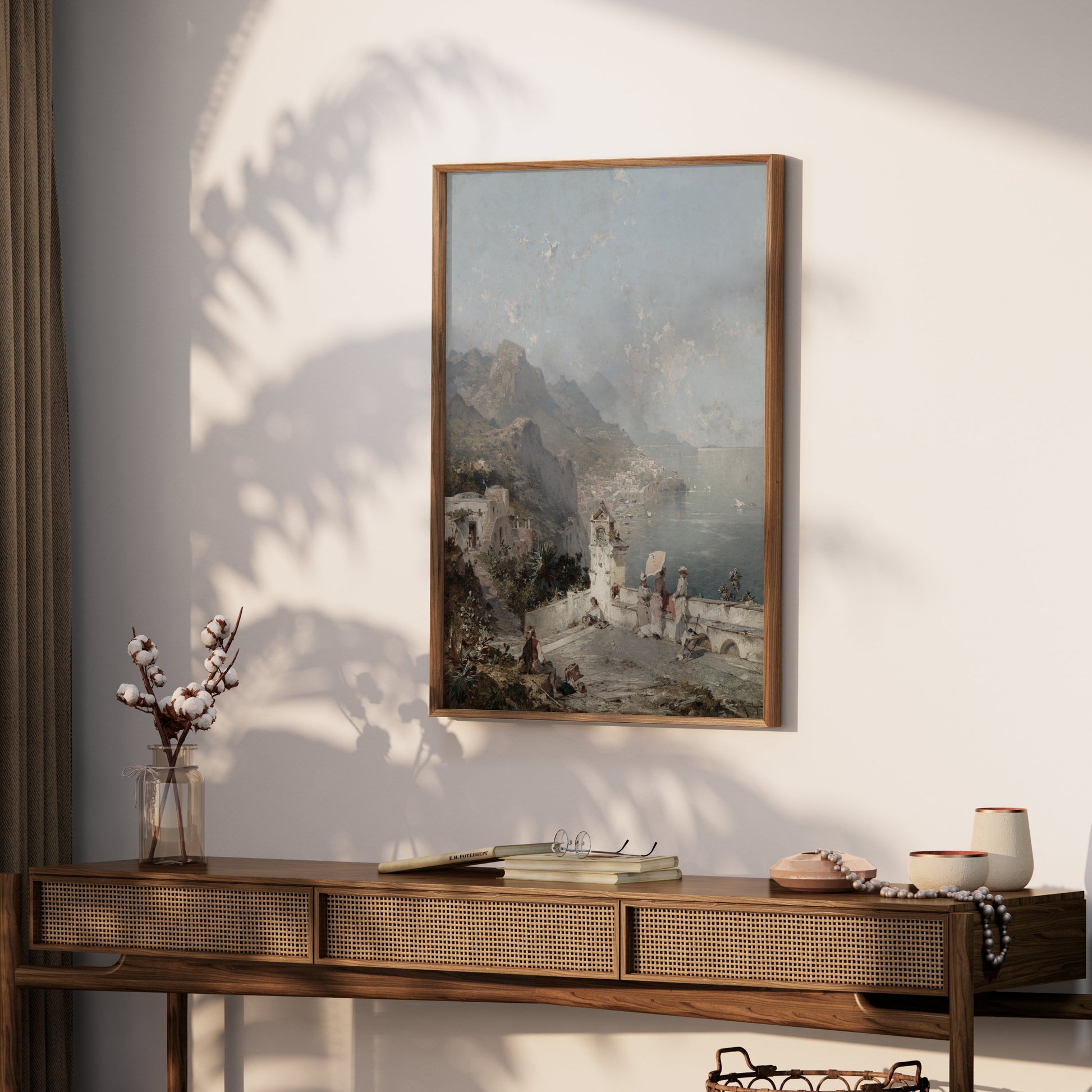 Premium Poster of Scenic Coastal View with Mountains Art Print Posters