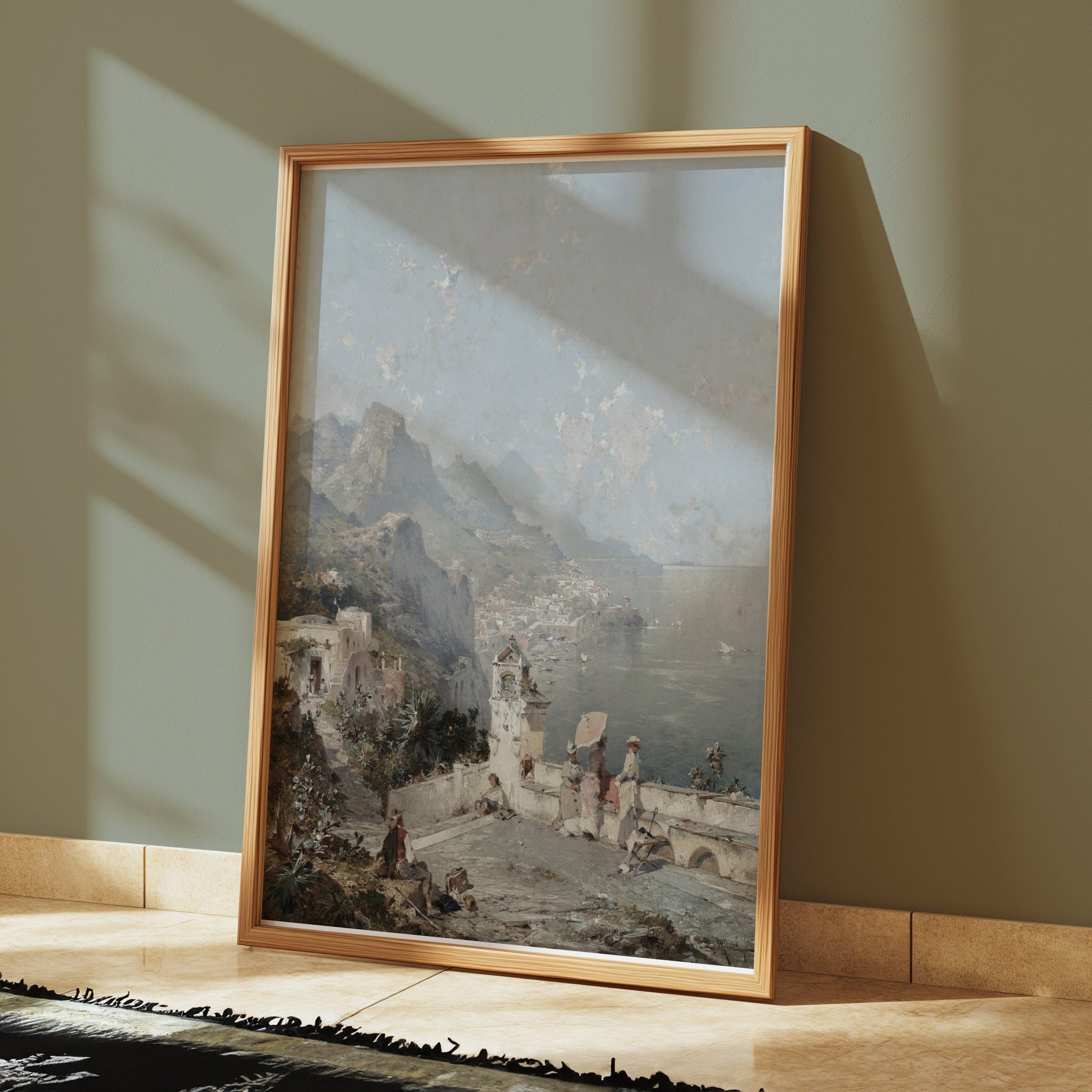 Premium Poster of Scenic Coastal View with Mountains Art Print Posters