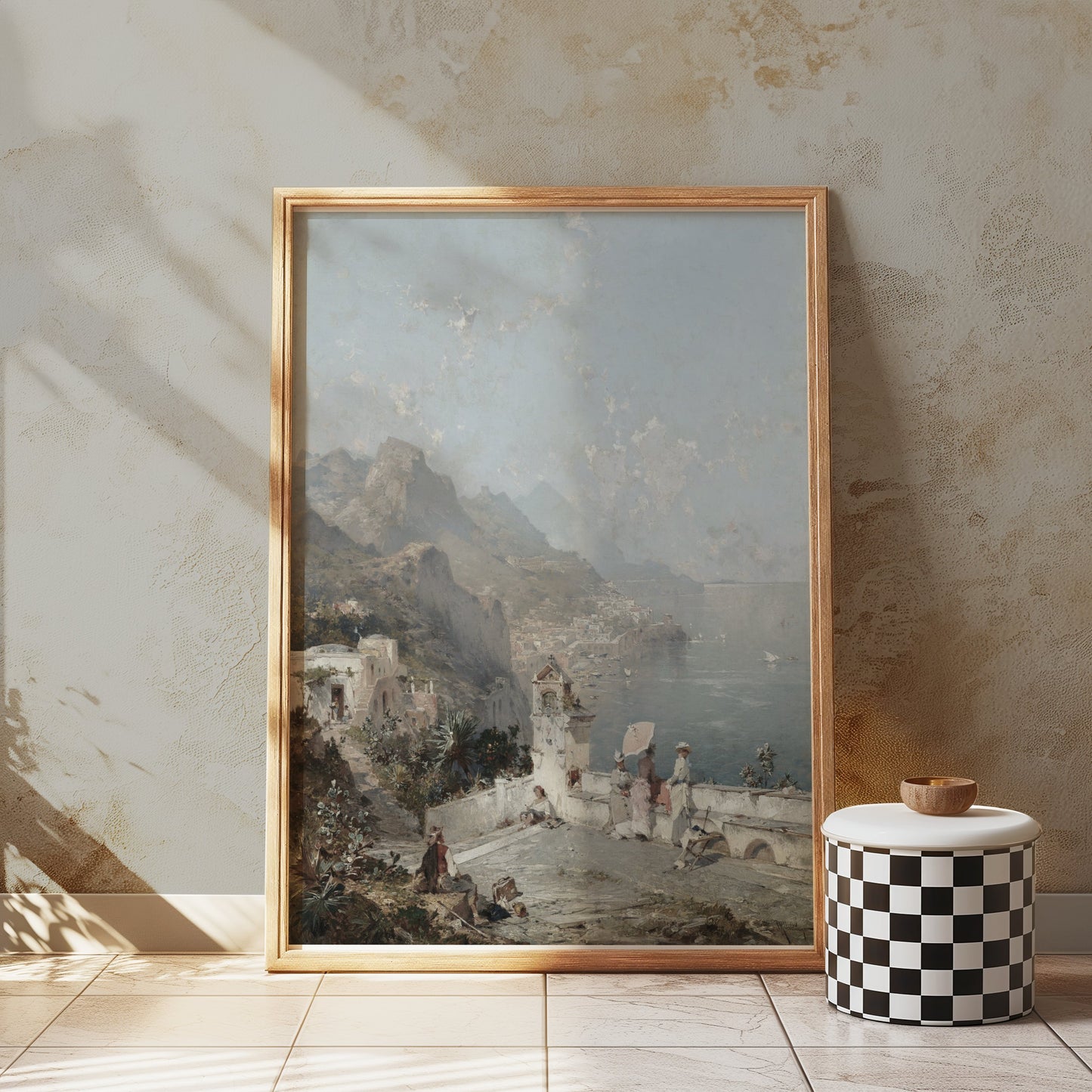Premium Poster of Scenic Coastal View with Mountains Art Print Posters