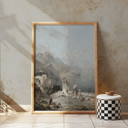Premium Poster of Scenic Coastal View with Mountains Art Print Posters