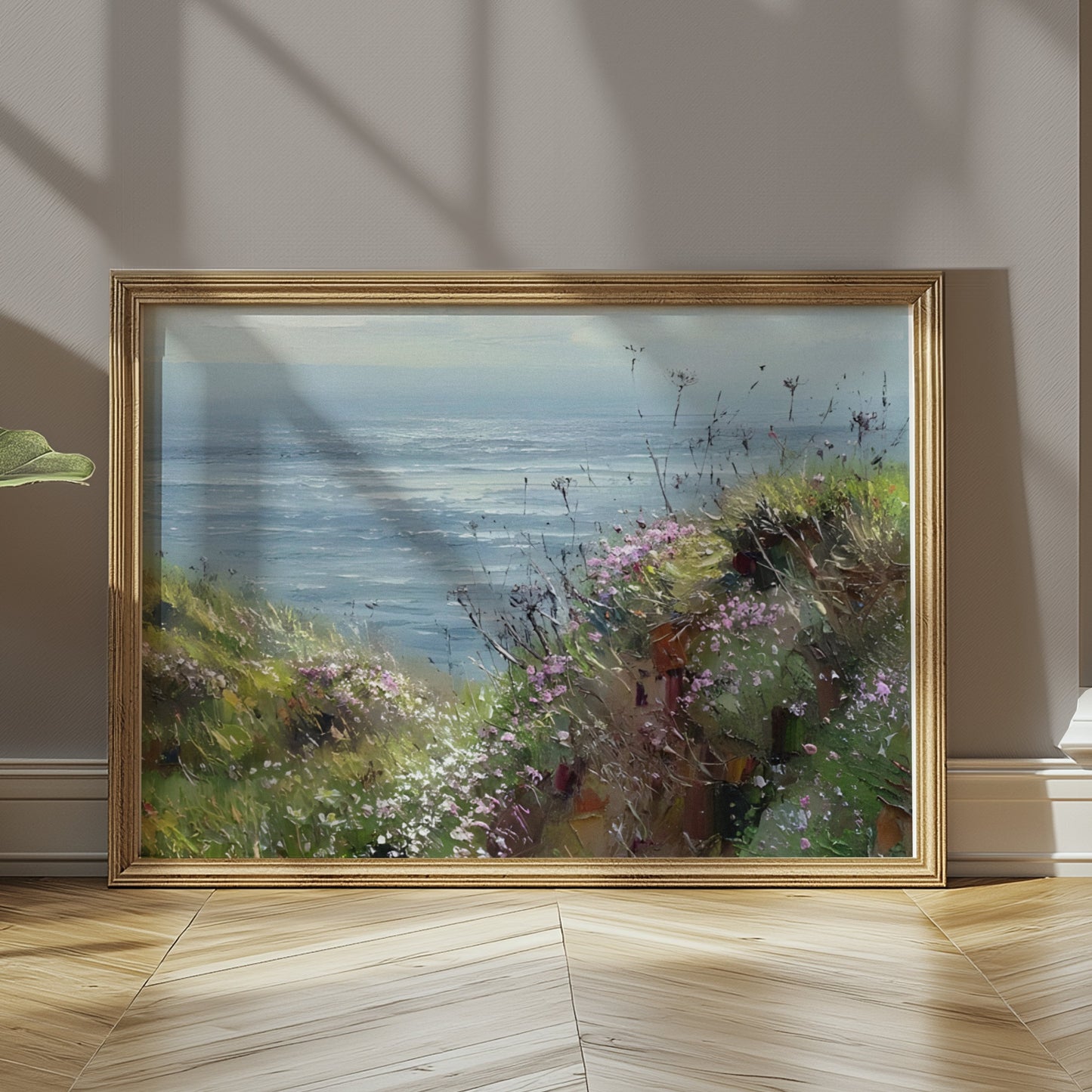 Premium Poster of Scenic Coastal View with Vibrant Wildflowers Posters