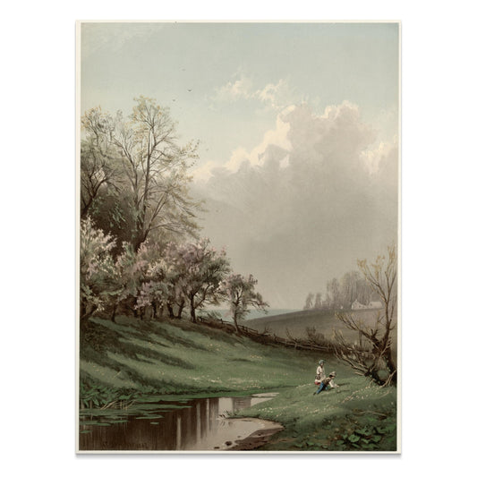 Premium Poster of Scenic Countryside Landscape with Stream Posters