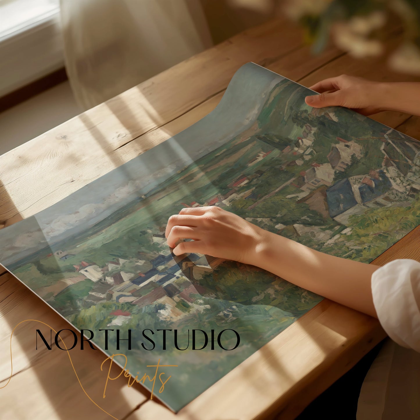 Premium Poster of Scenic Countryside Village Landscape Art Prints Posters