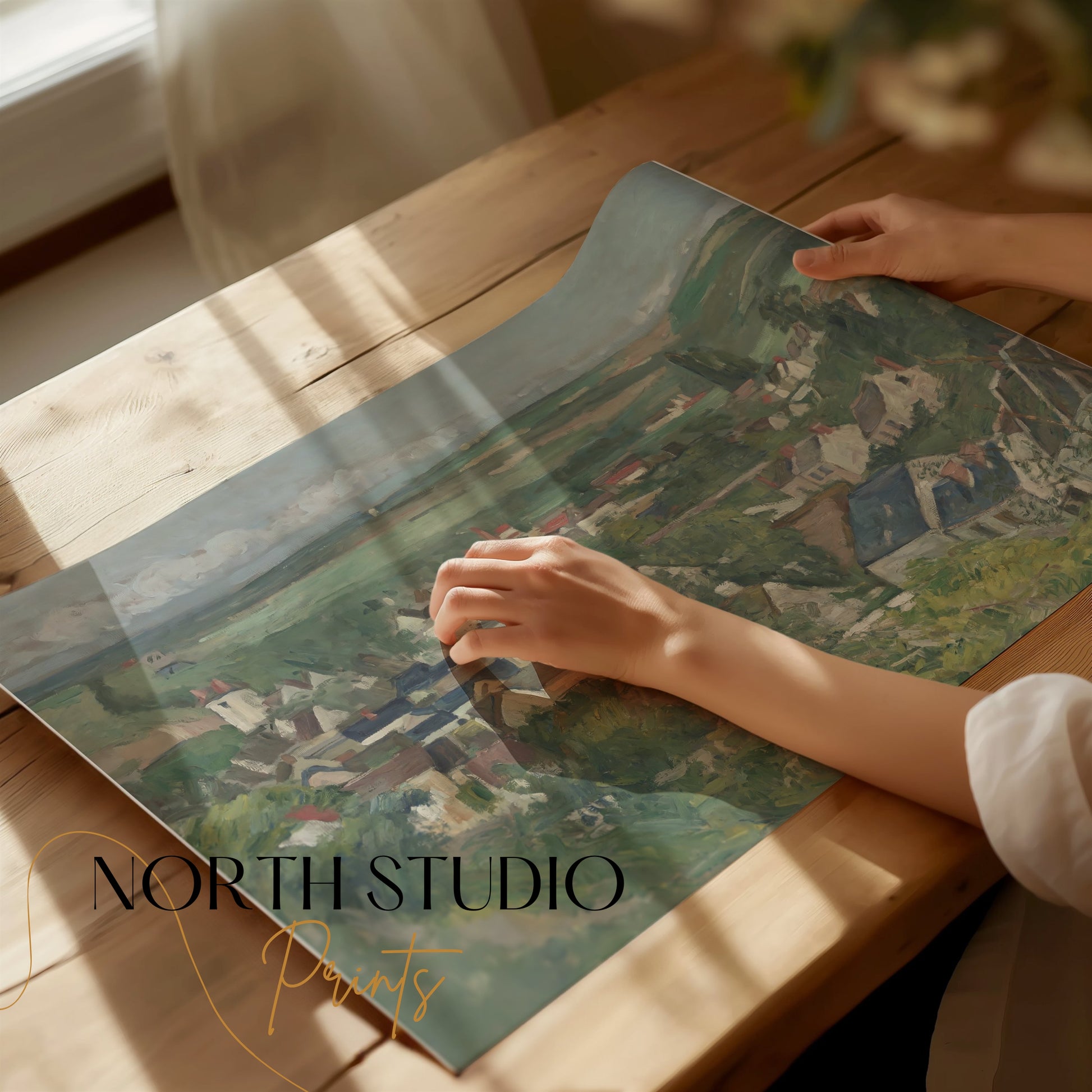 Premium Poster of Scenic Countryside Village Landscape Art Prints Posters