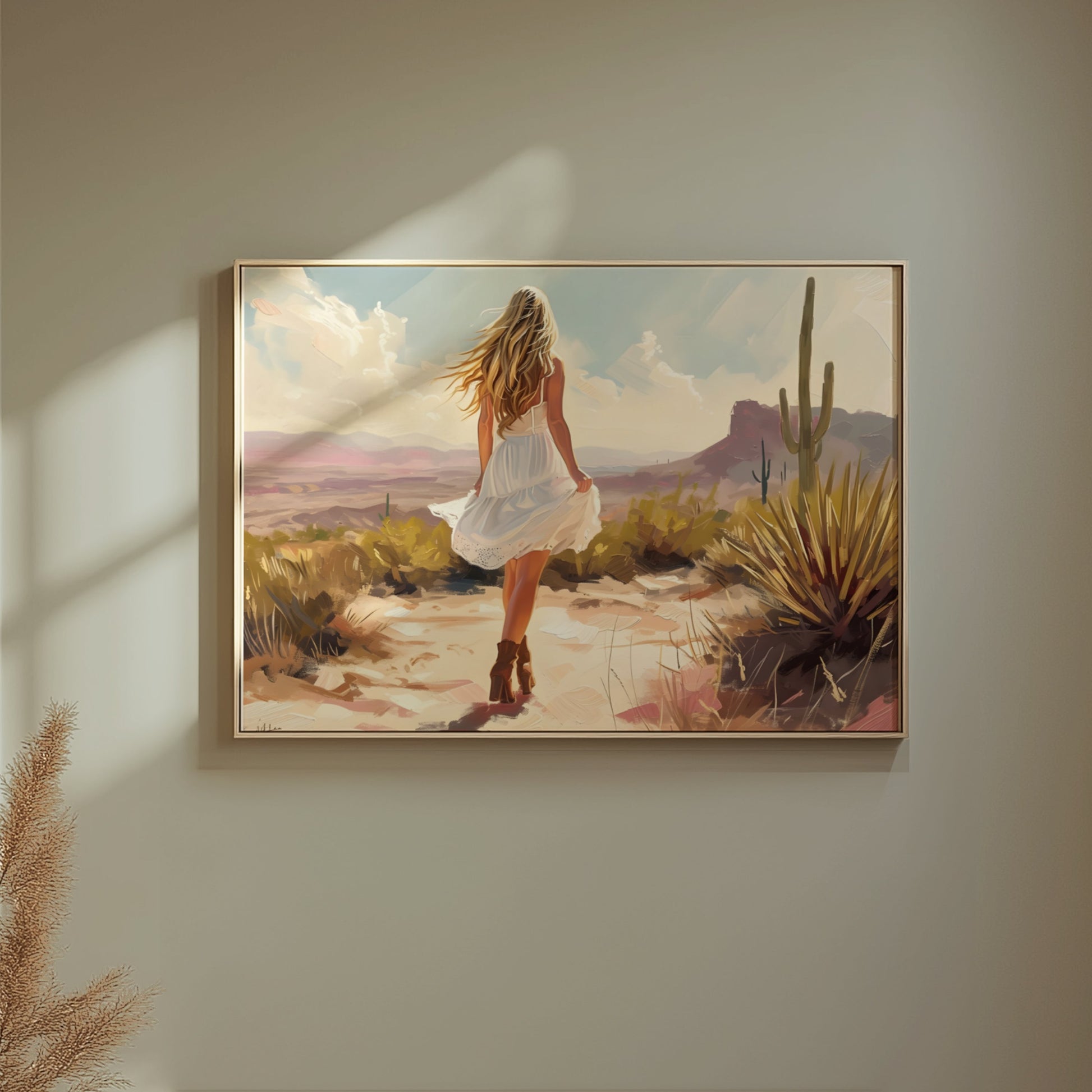 Premium Poster of Scenic Desert Landscape Woman Walking Posters