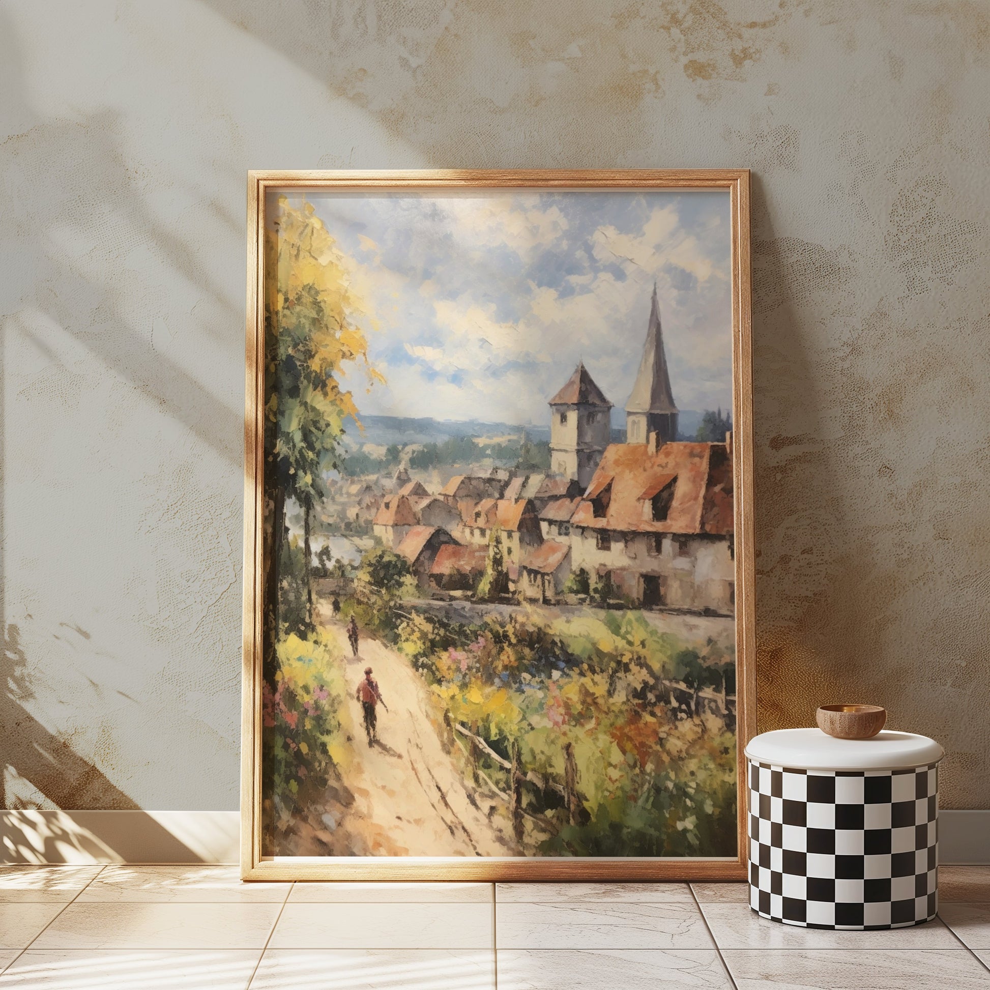 Premium Poster of Scenic European Village Painting Art Posters