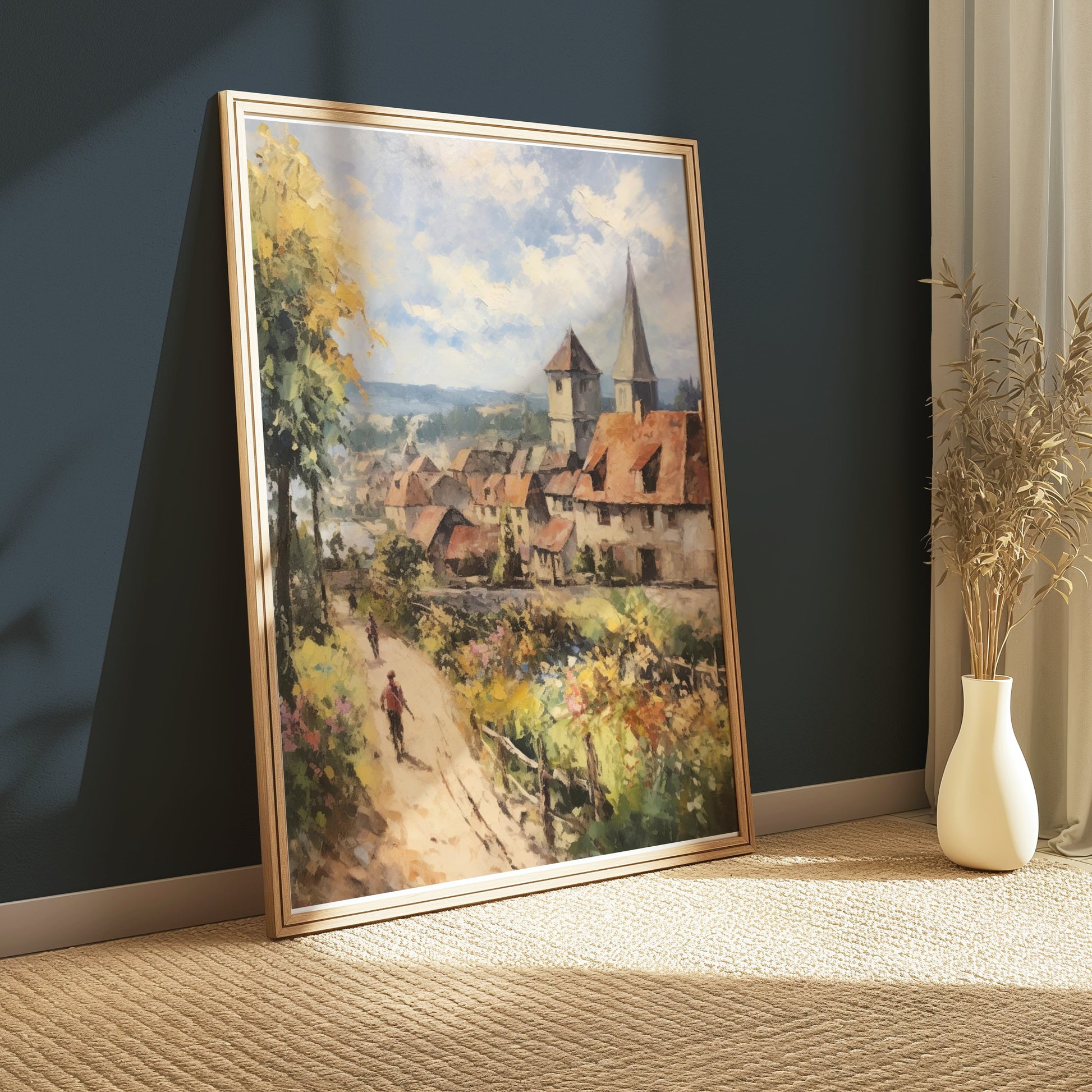 Premium Poster of Scenic European Village Painting Art Posters