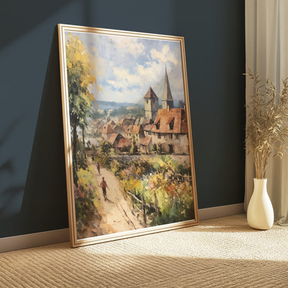 Premium Poster of Scenic European Village Painting Art Posters