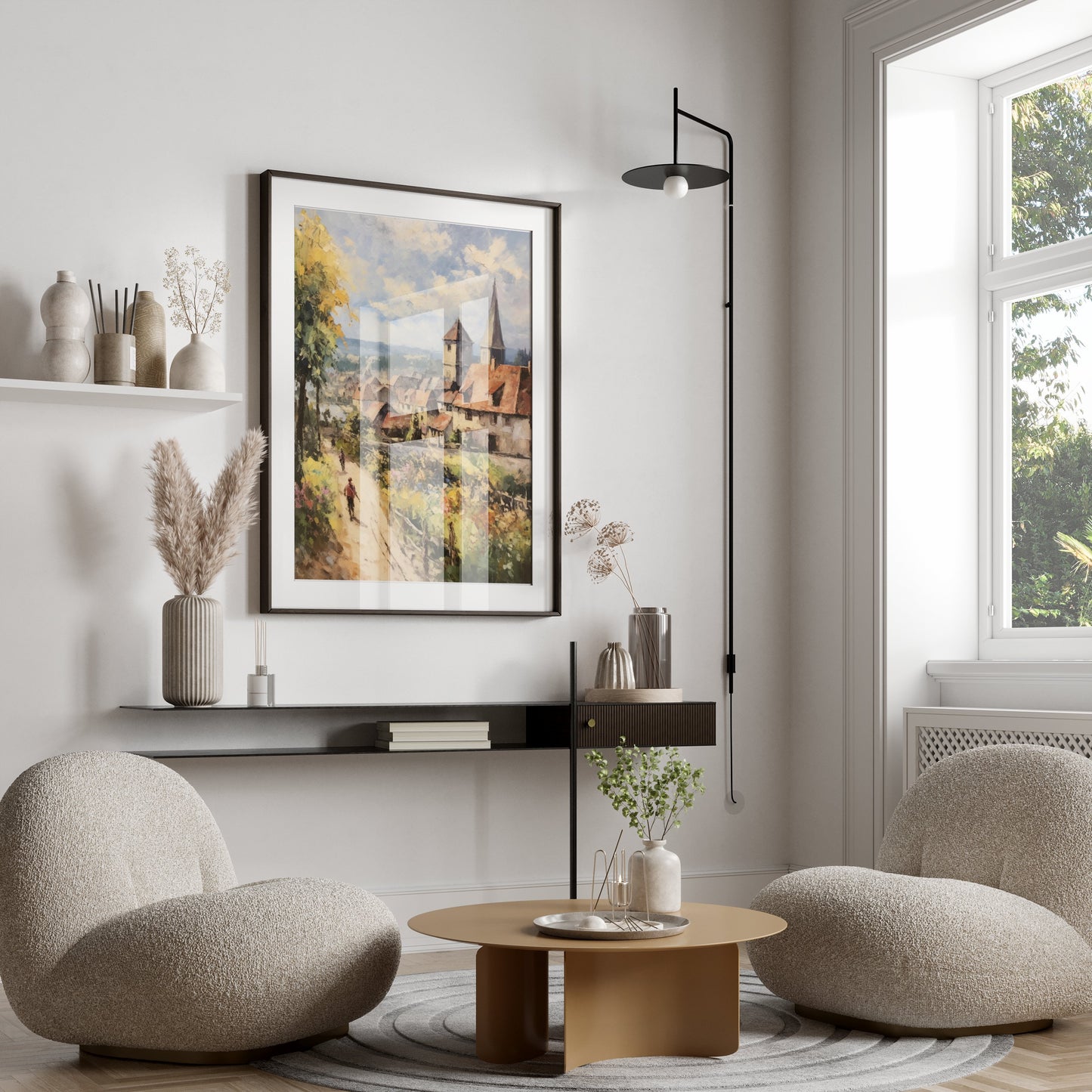 Premium Poster of Scenic European Village Painting Art Posters