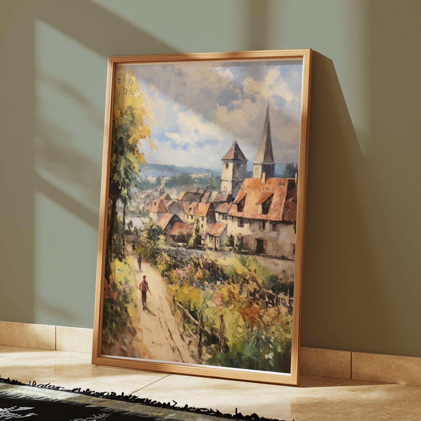Premium Poster of Scenic European Village Painting Art Posters