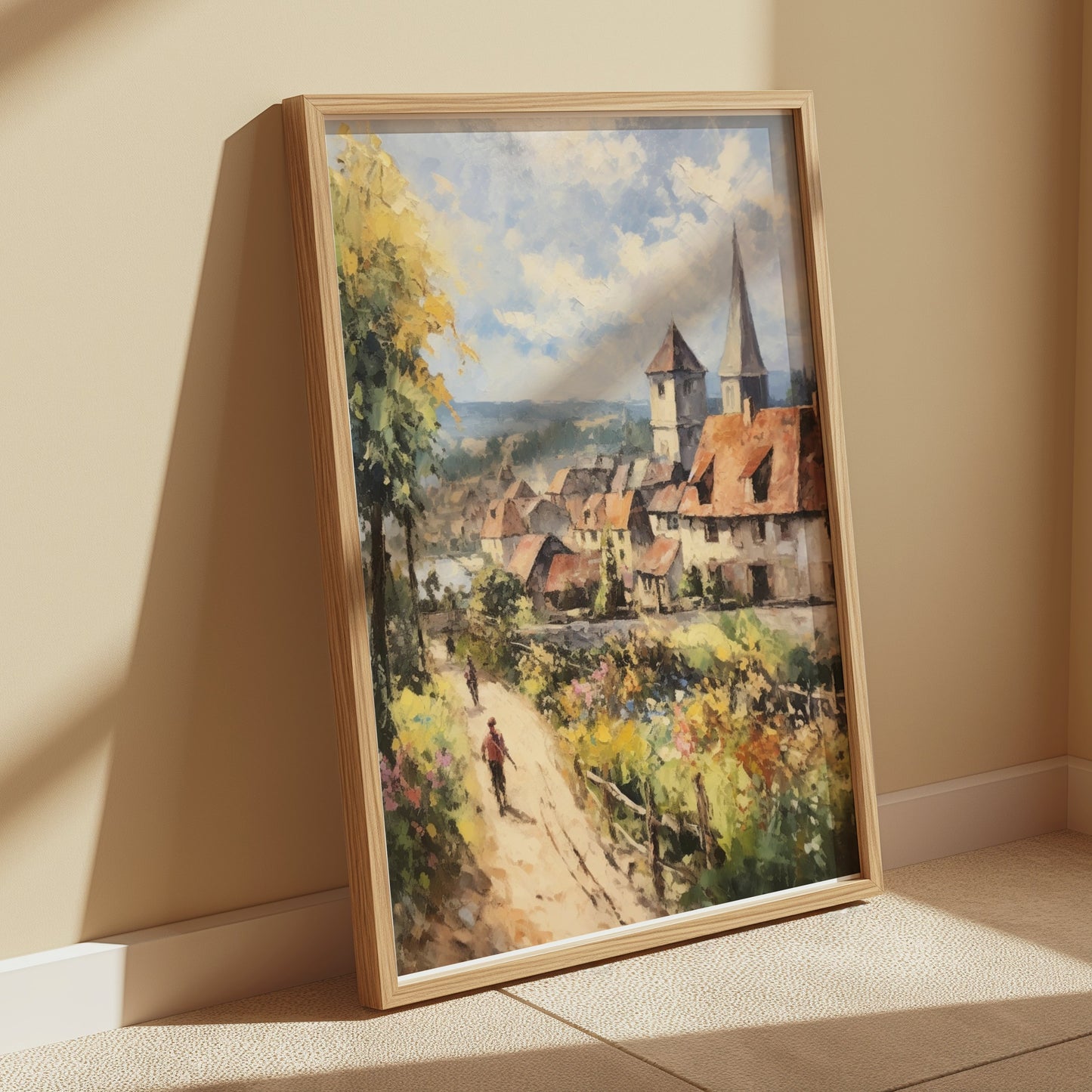 Premium Poster of Scenic European Village Painting Art Posters