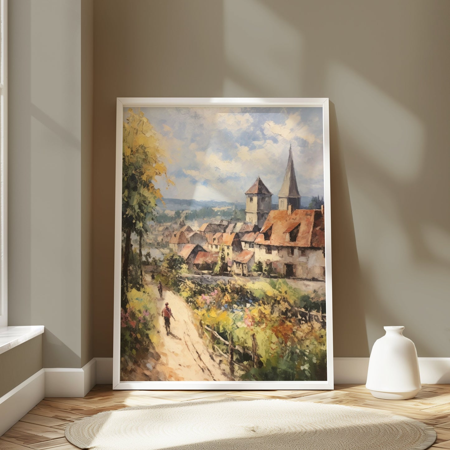 Premium Poster of Scenic European Village Painting Art Posters