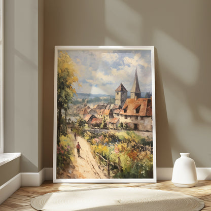 Premium Poster of Scenic European Village Painting Art Posters