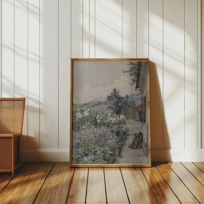 Premium Poster of Scenic Garden Pathway with Flowering Plants Posters