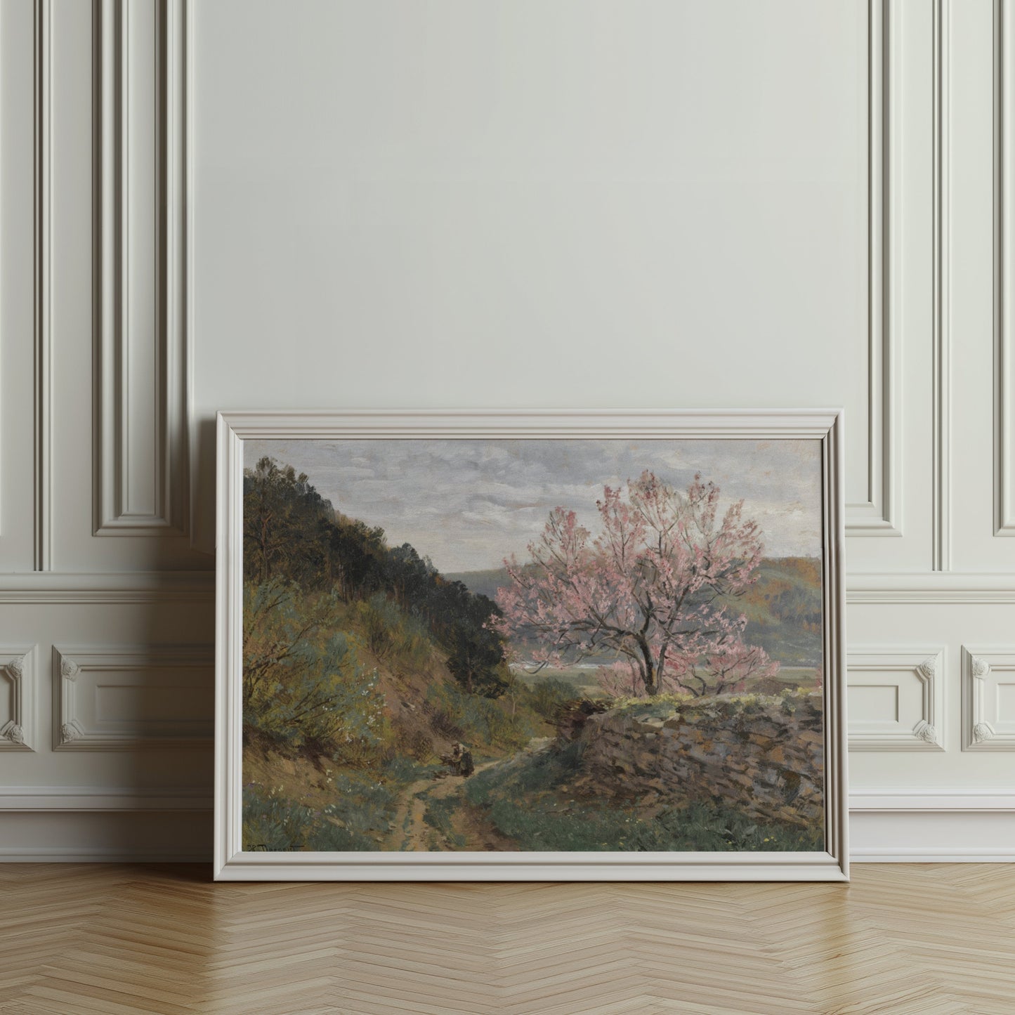 Premium Poster of Scenic Landscape with Blooming Tree Posters