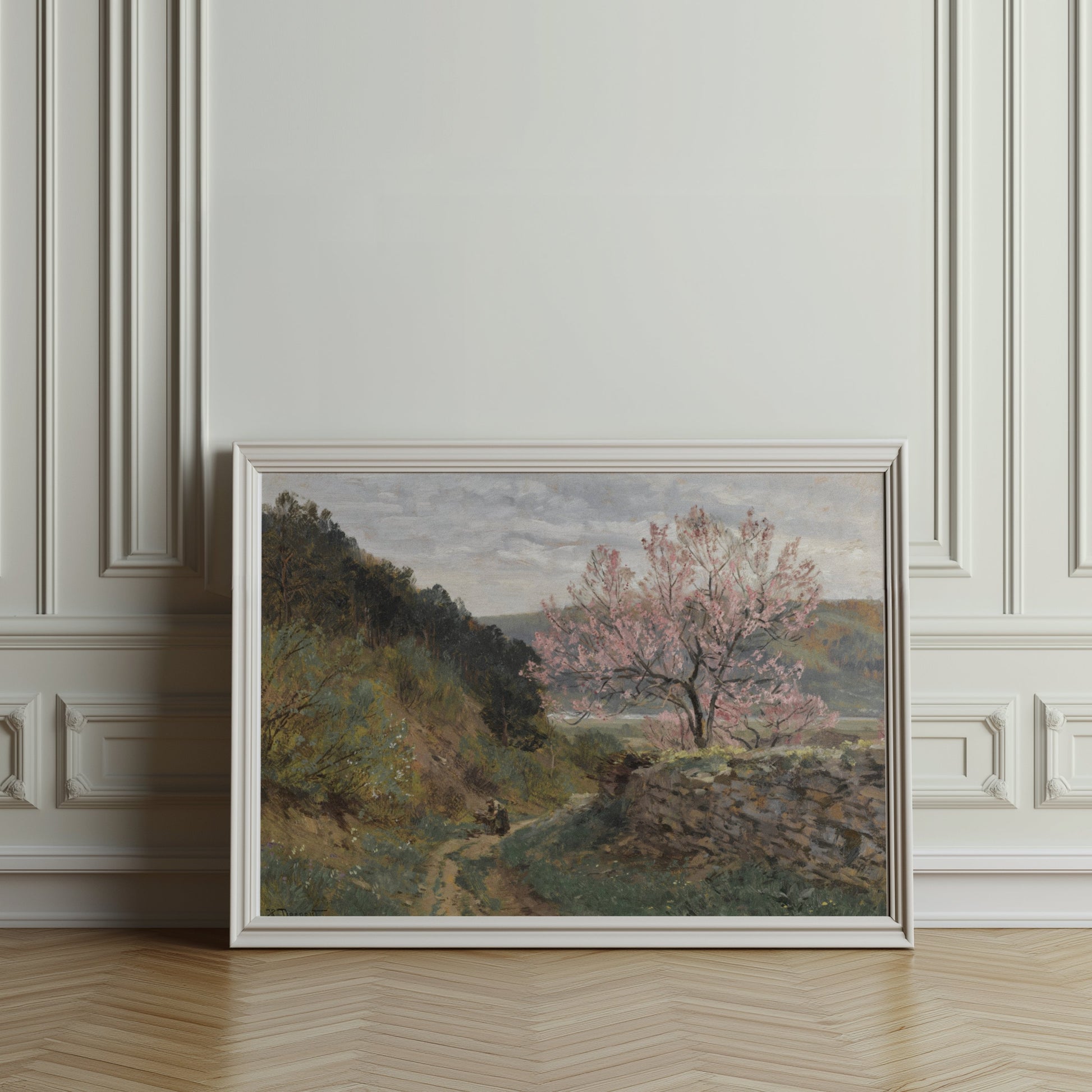 Premium Poster of Scenic Landscape with Blooming Tree Posters