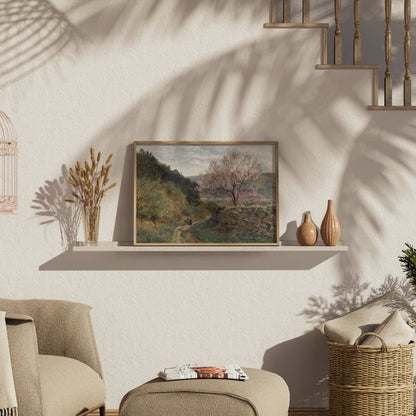 Premium Poster of Scenic Landscape with Blooming Tree Posters