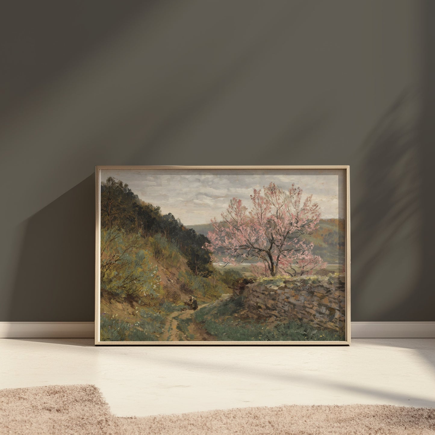 Premium Poster of Scenic Landscape with Blooming Tree Posters