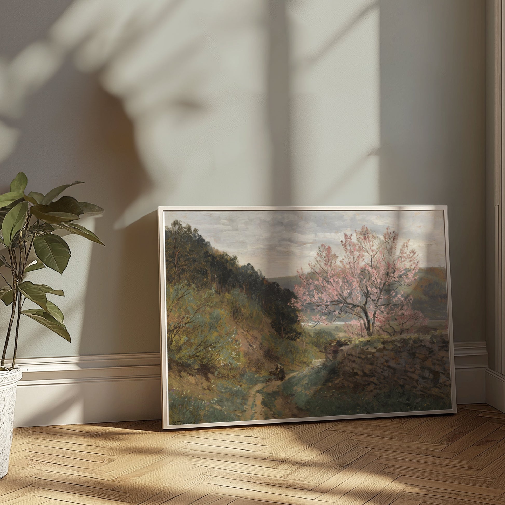 Premium Poster of Scenic Landscape with Blooming Tree Posters