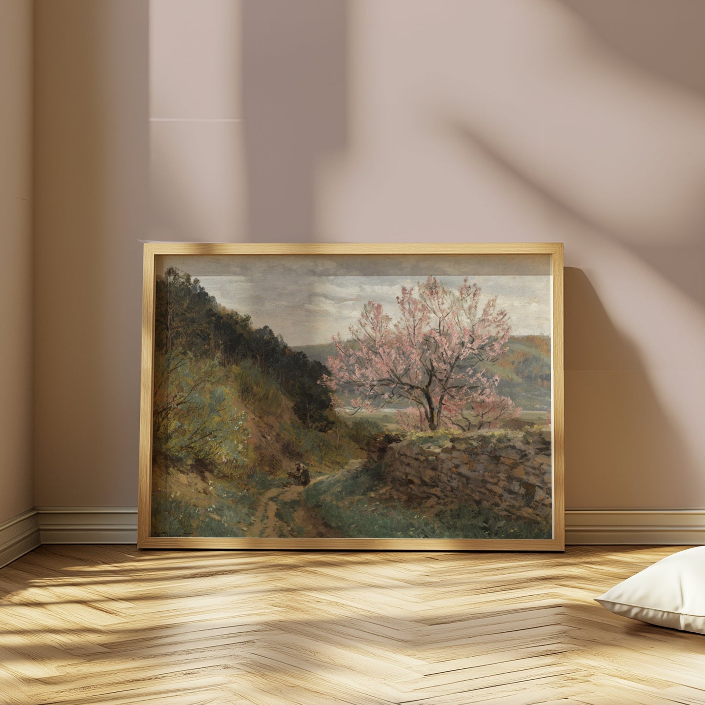 Premium Poster of Scenic Landscape with Blooming Tree Posters