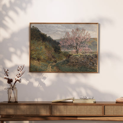 Premium Poster of Scenic Landscape with Blooming Tree Posters