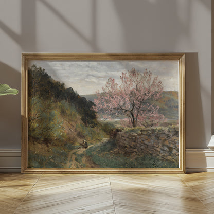 Premium Poster of Scenic Landscape with Blooming Tree Posters