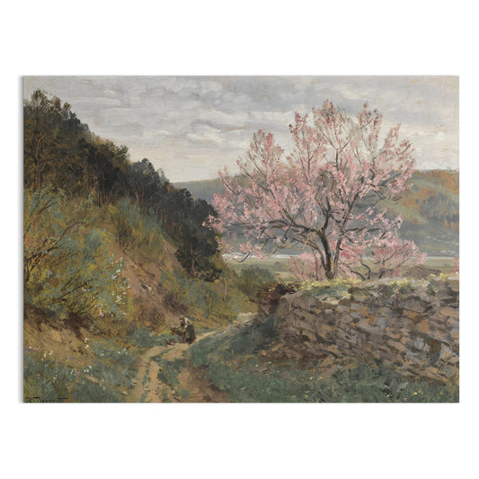 Premium Poster of Scenic Landscape with Blooming Tree Posters
