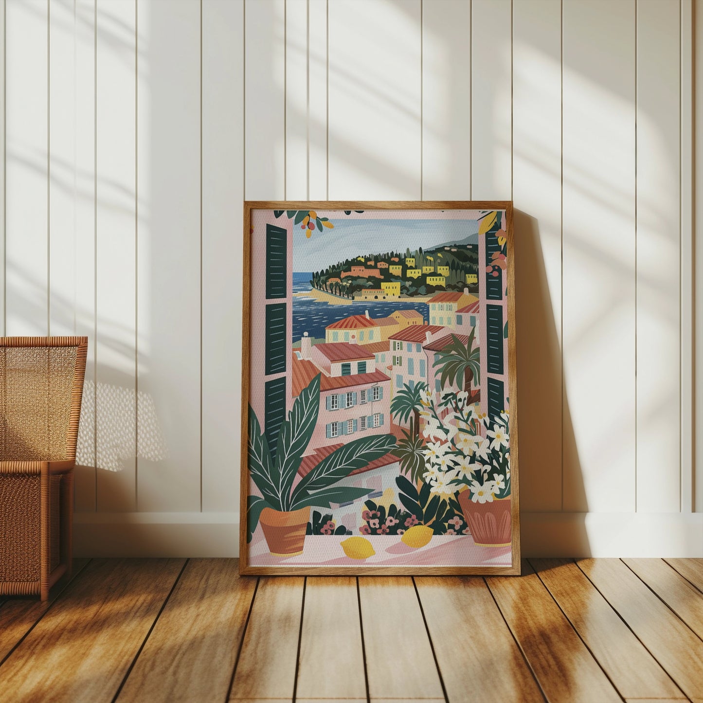 Premium Poster of Scenic Mediterranean Village Window View Posters