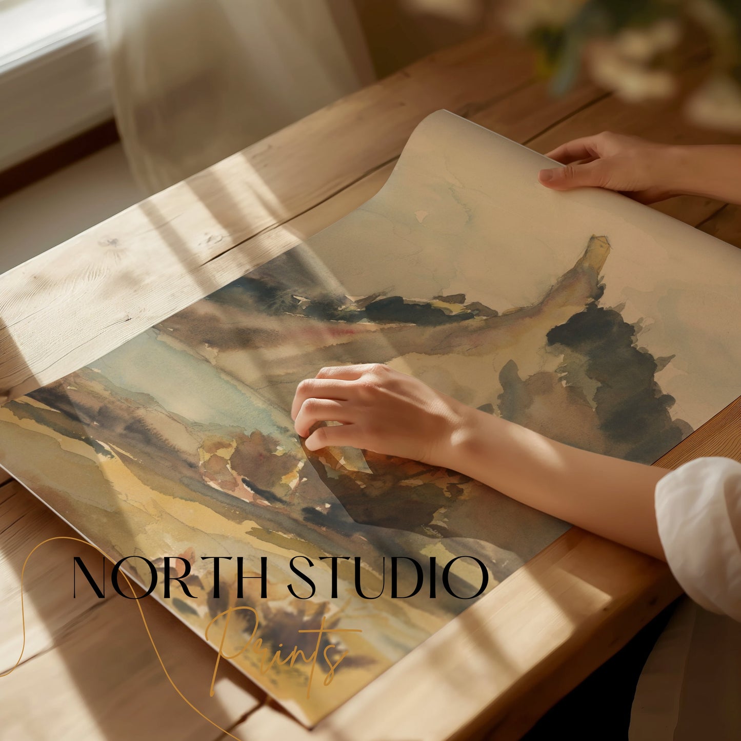 Premium Poster of Scenic Mountain Landscape Watercolor Art Posters