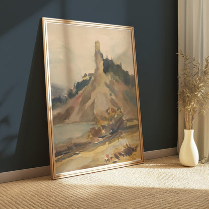 Premium Poster of Scenic Mountain Landscape Watercolor Art Posters
