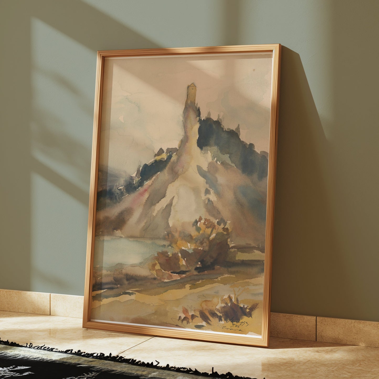 Premium Poster of Scenic Mountain Landscape Watercolor Art Posters