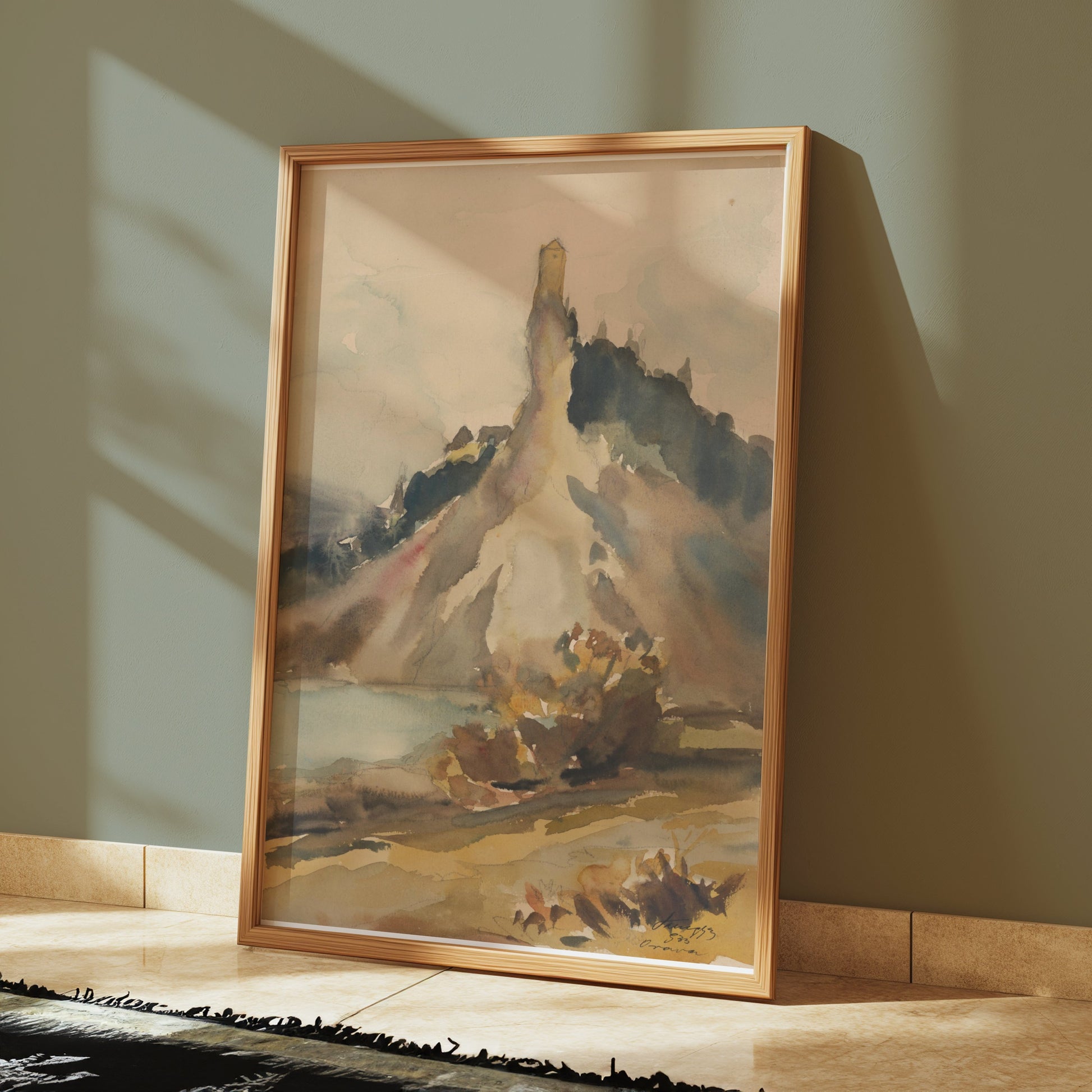 Premium Poster of Scenic Mountain Landscape Watercolor Art Posters
