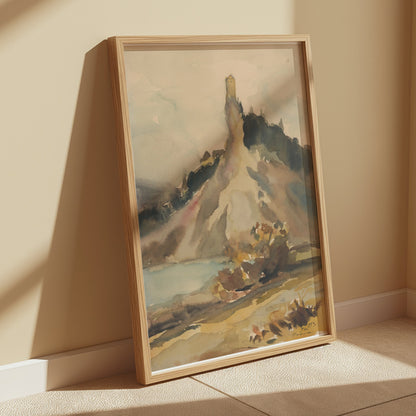 Premium Poster of Scenic Mountain Landscape Watercolor Art Posters