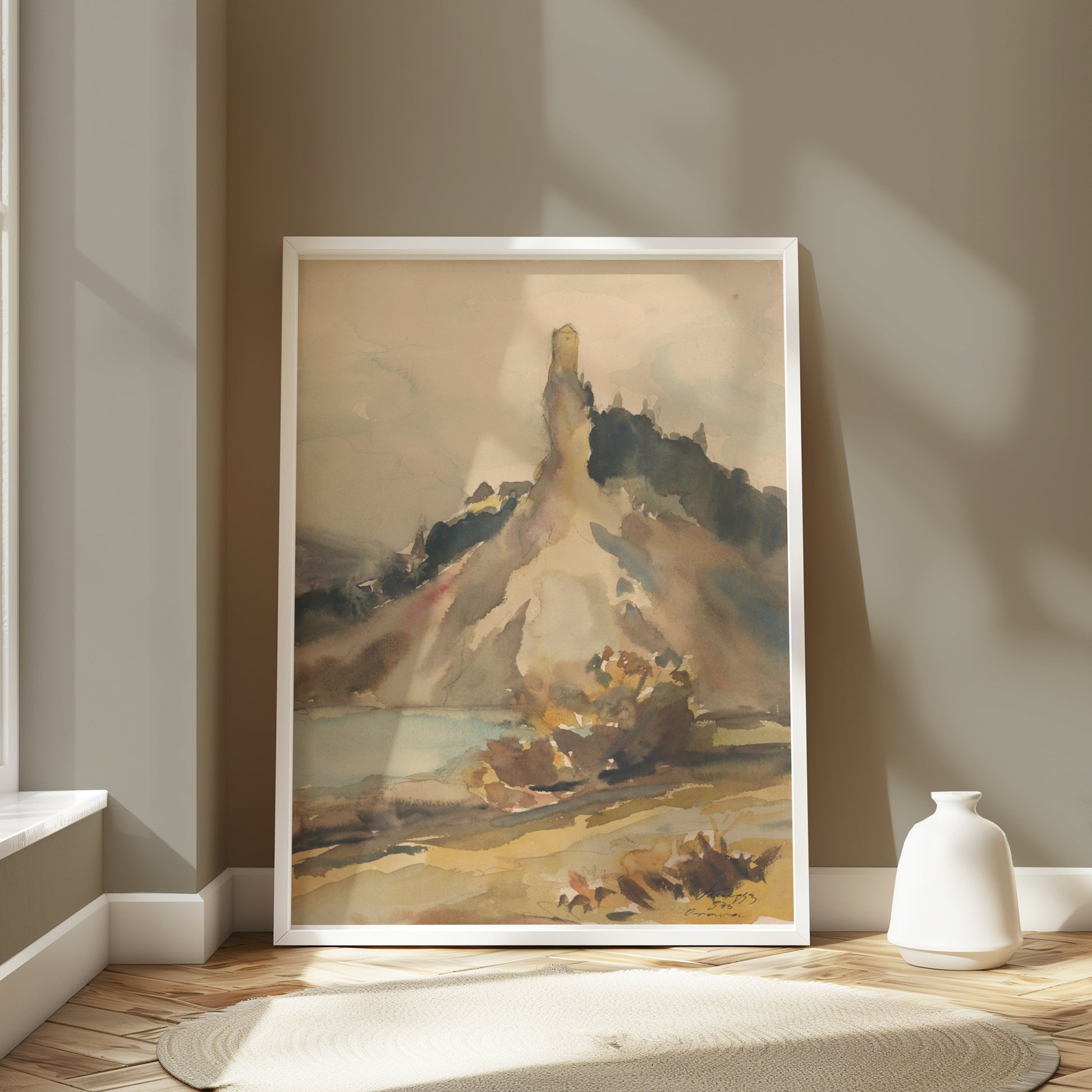 Premium Poster of Scenic Mountain Landscape Watercolor Art Posters