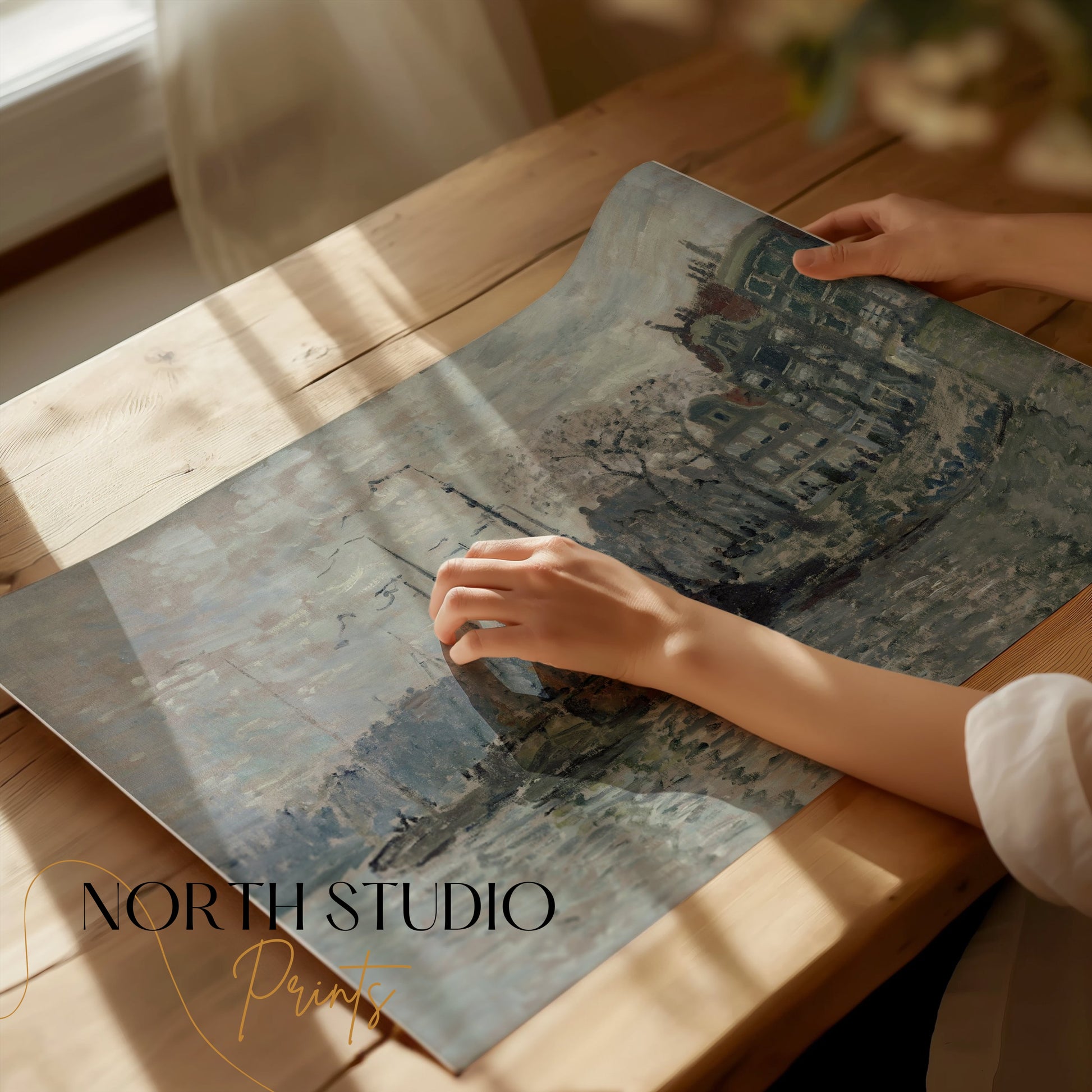Premium Poster of Scenic Riverfront Urban Landscape Art Posters