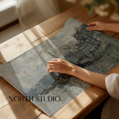 Premium Poster of Scenic Riverfront Urban Landscape Art Posters