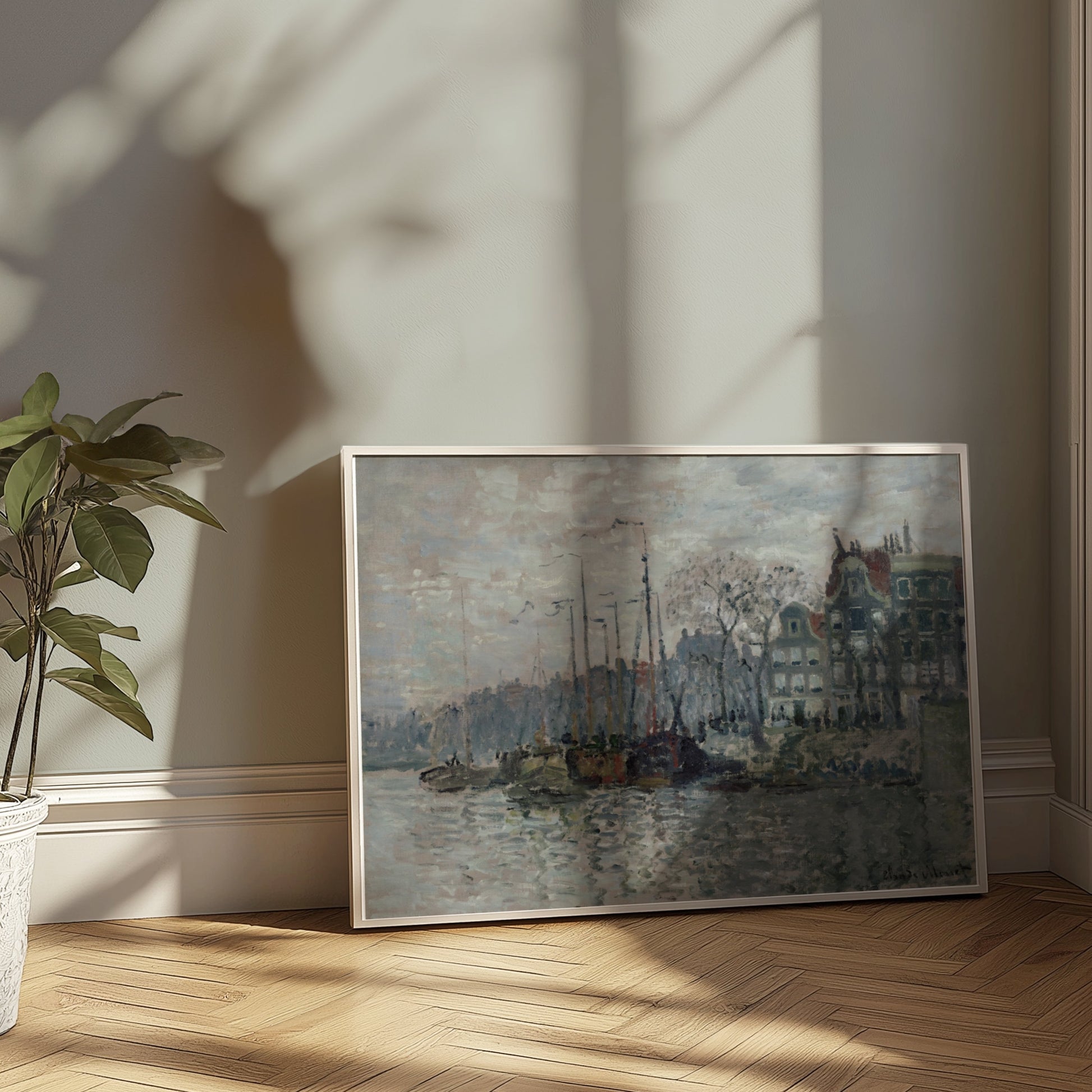 Premium Poster of Scenic Riverfront Urban Landscape Art Posters