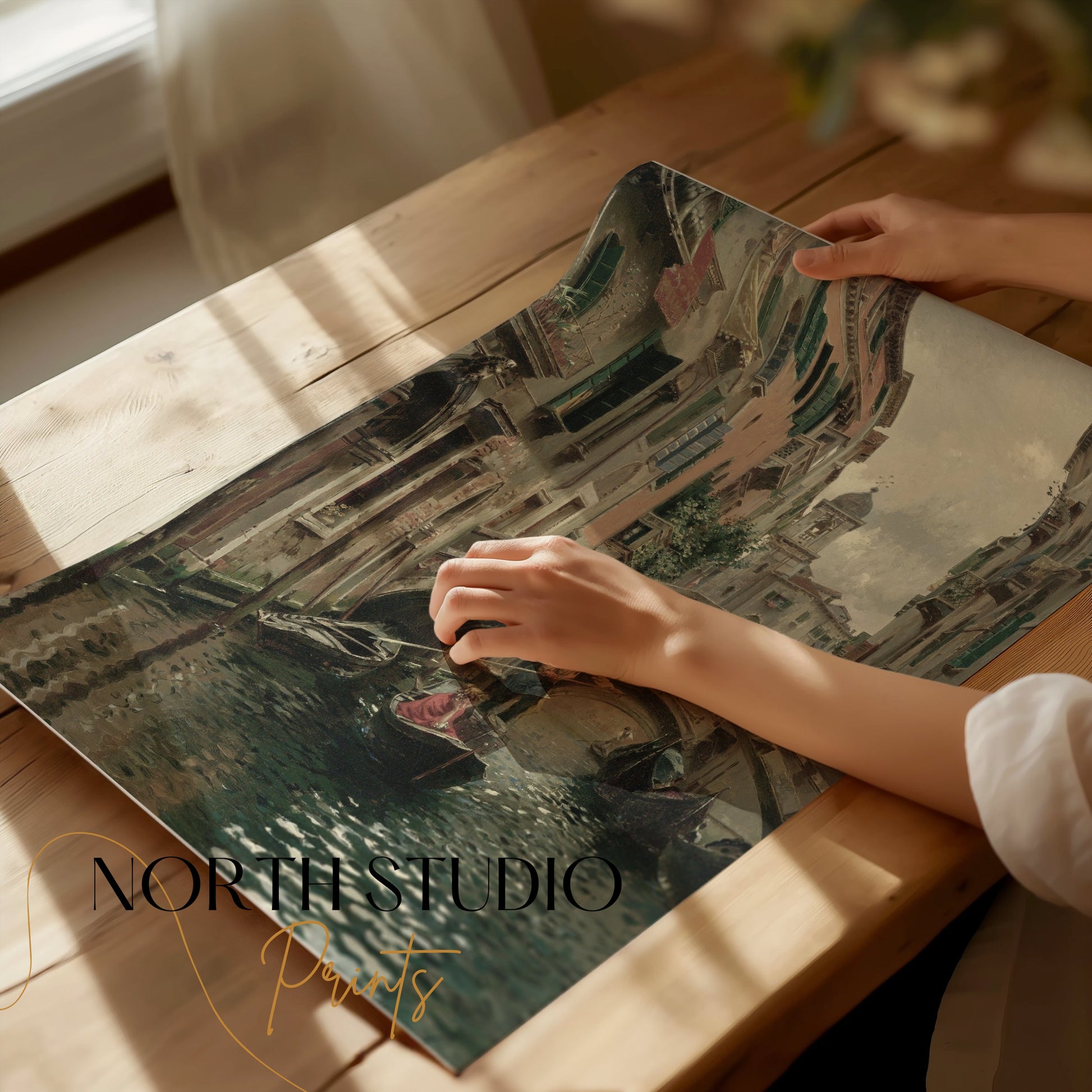 Premium Poster of Scenic Venice Canal With Gondolas Artwork Posters