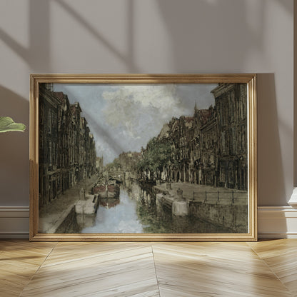 Premium Poster of Scenic Vintage Canal and Townscape Art Print Posters