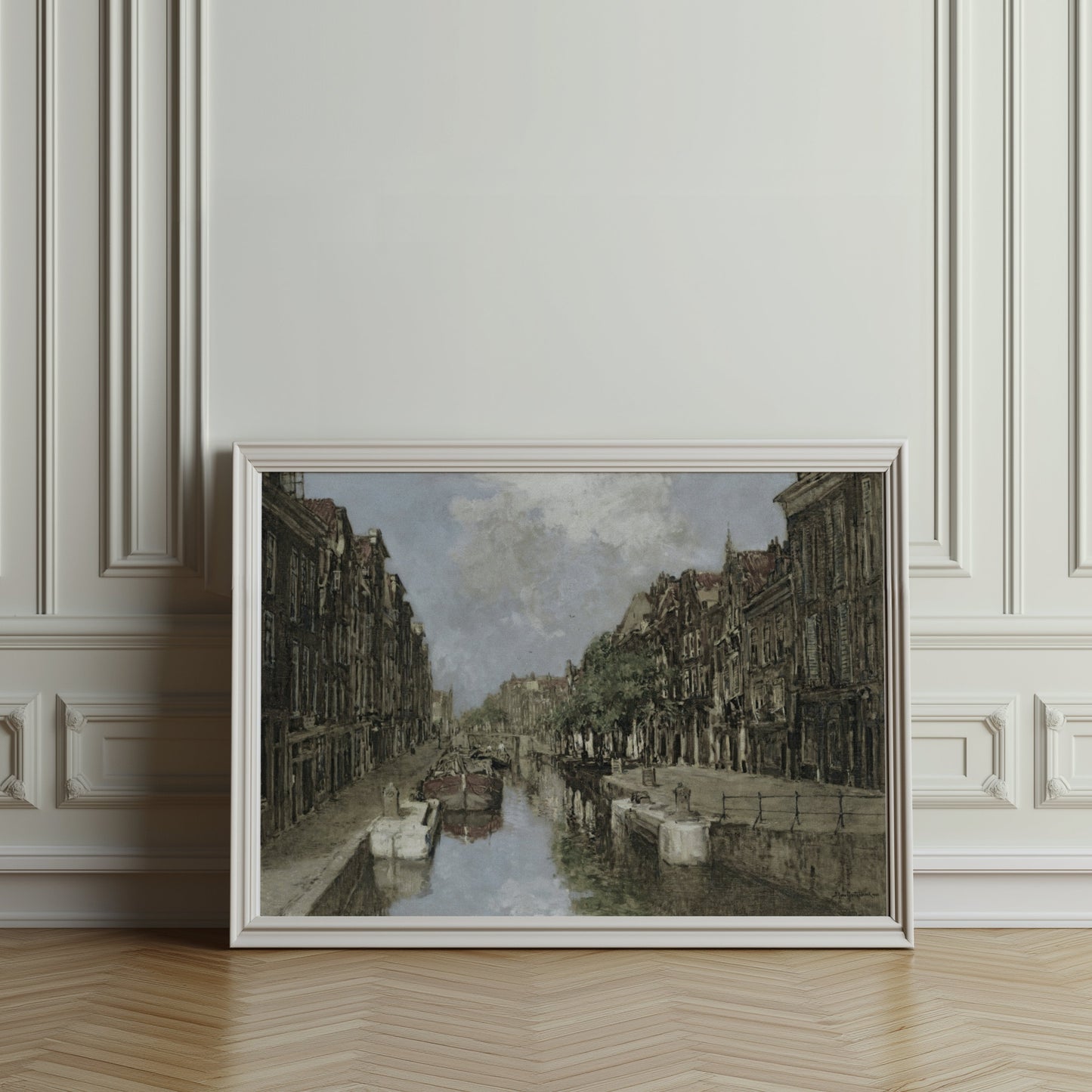 Premium Poster of Scenic Vintage Canal and Townscape Art Print Posters