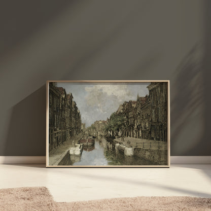 Premium Poster of Scenic Vintage Canal and Townscape Art Print Posters
