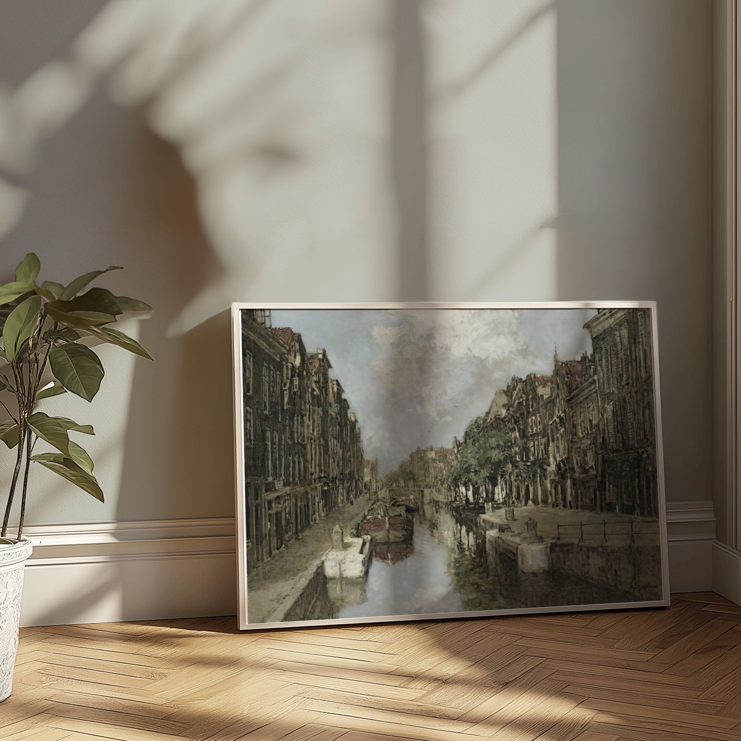 Premium Poster of Scenic Vintage Canal and Townscape Art Print Posters