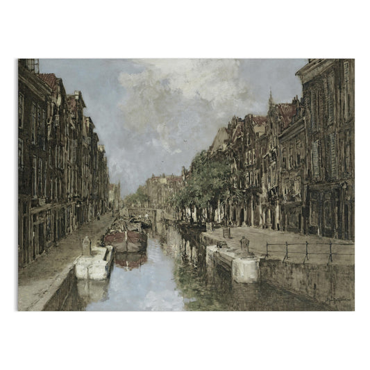 Premium Poster of Scenic Vintage Canal and Townscape Art Print Posters