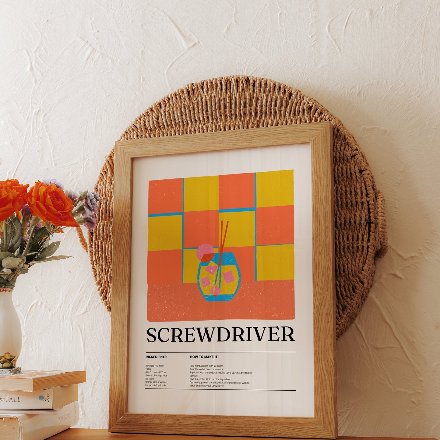 Premium Poster of Screwdriver Cocktail Recipe Retro Wall Art Posters